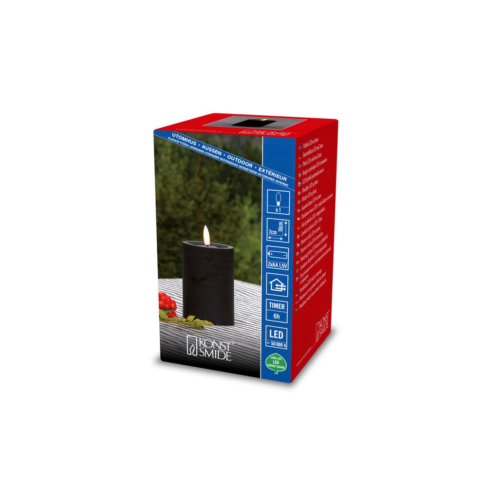 LED candle Black 10cm 2xAA