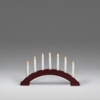 Elljusstake 7 ljus trä mörkröd