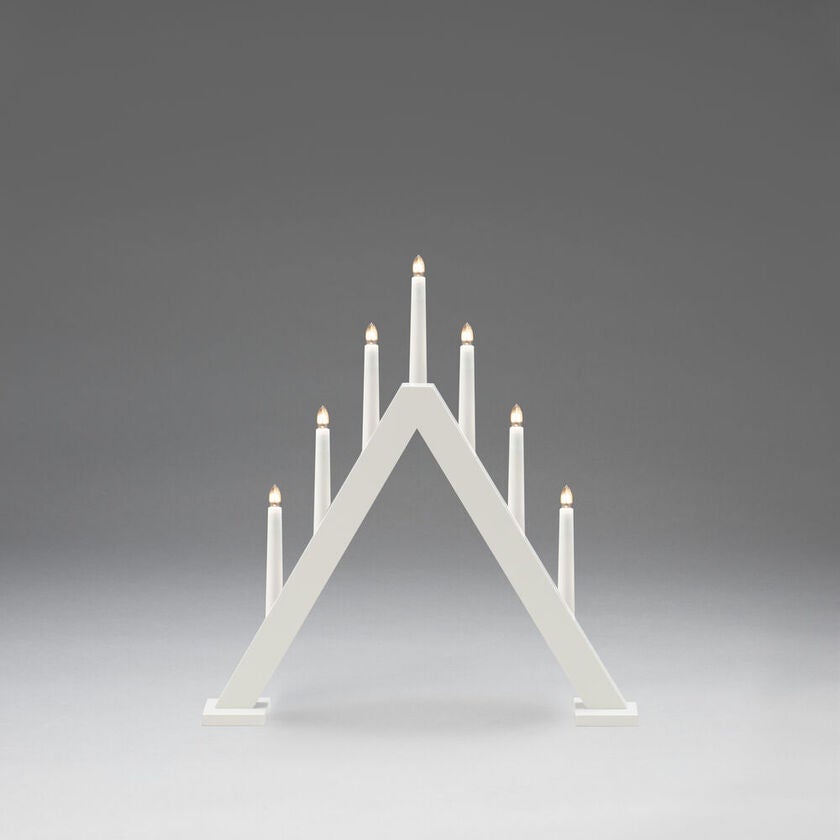 Elljusstake 7 ljus trä vit