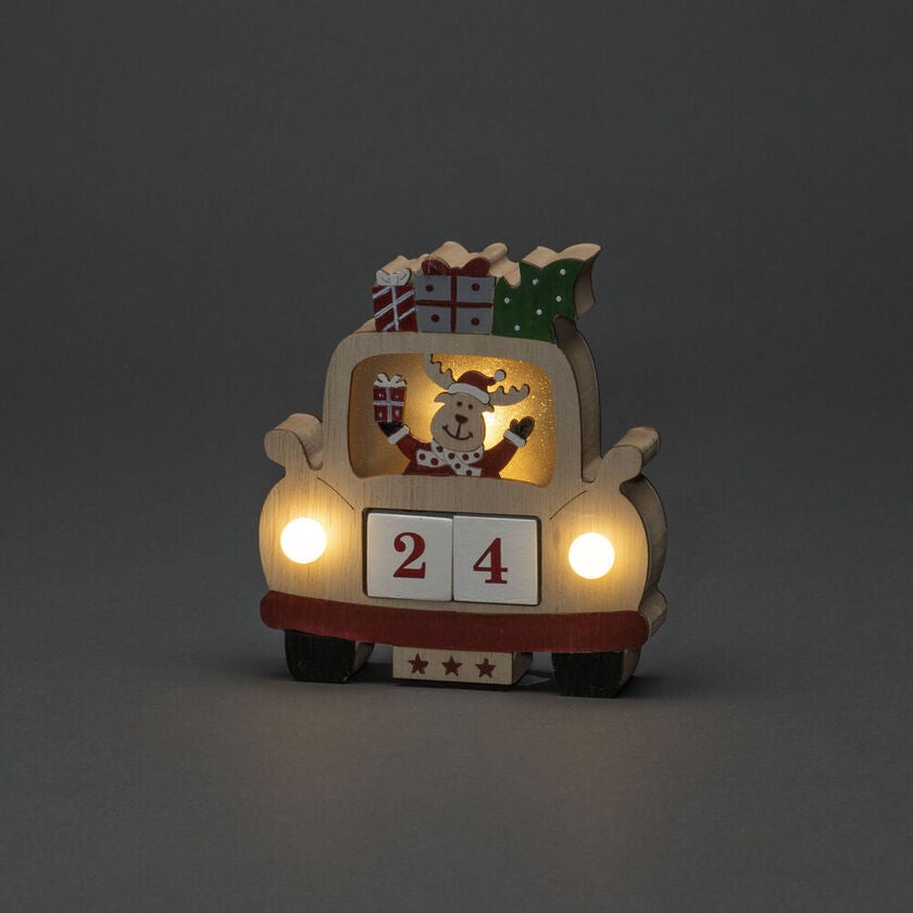 LED Holzsilhouette Auto & Elch