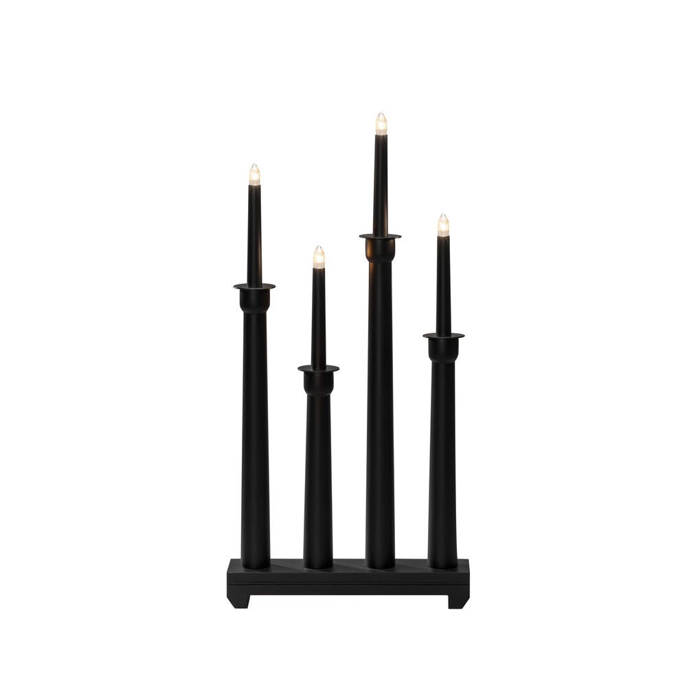 Candlestick wood 4 bulbs black