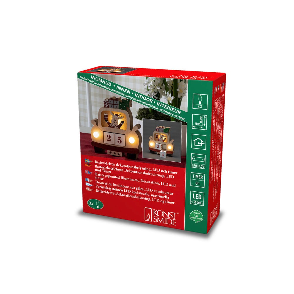 LED Holzsilhouette Auto & Elch