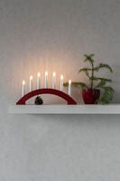 Elljusstake 7 ljus trä mörkröd