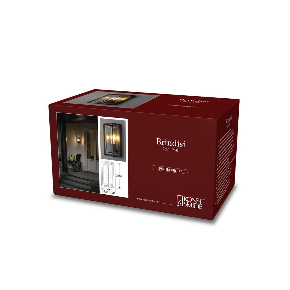 Brindisi vägglykta E27 svart