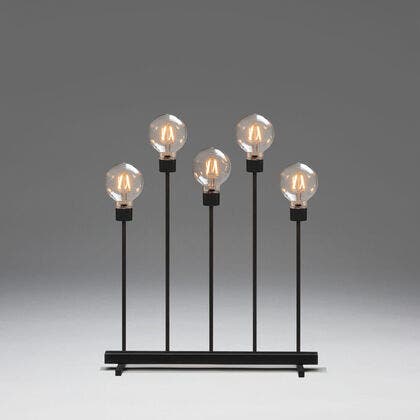 LED Metalll. 5 Gluehb., schw.,