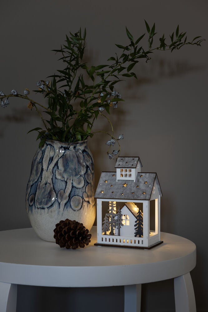 LED Holzsilhouette Haus, B/O