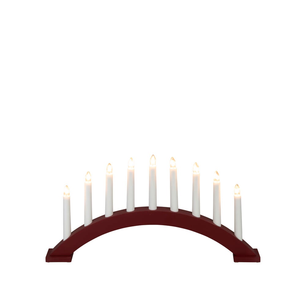 Elljusstake 9 ljus trä röd