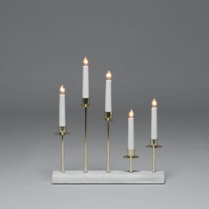 5 Bulb Metal Candlestick White