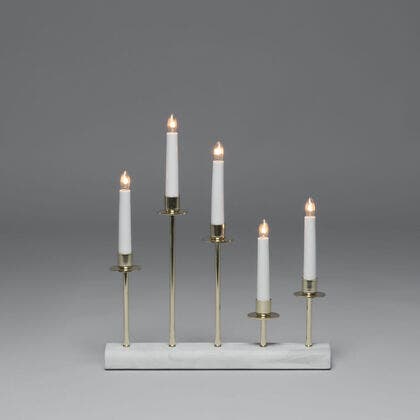 5 Bulb Metal Candlestick White