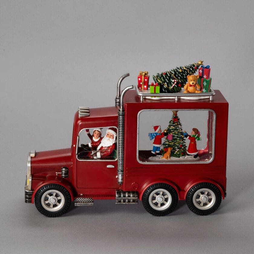 Coffret de décoration,Camion voiture de noël rouge avec lumières,ornement en métal,artisanat de Coffret de décoration,Camion voiture de noël rouge avec lumières,ornement en métal,artisanat de