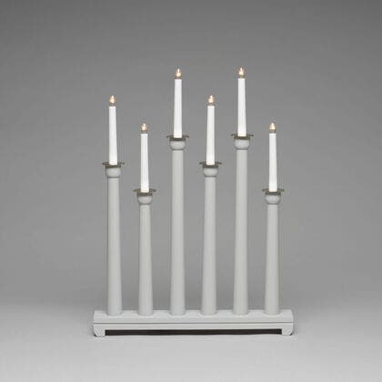 Elljusstake 6 ljus trä grå