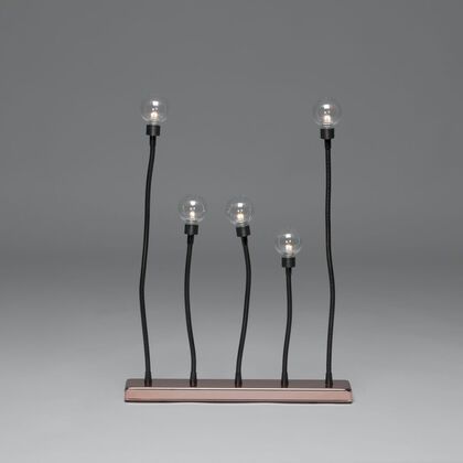 5 Bulb Metal C/Stick Blk/Copp