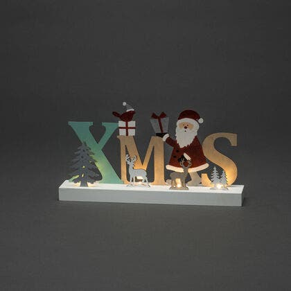 B/O Siluett Xmas trä 4 LED