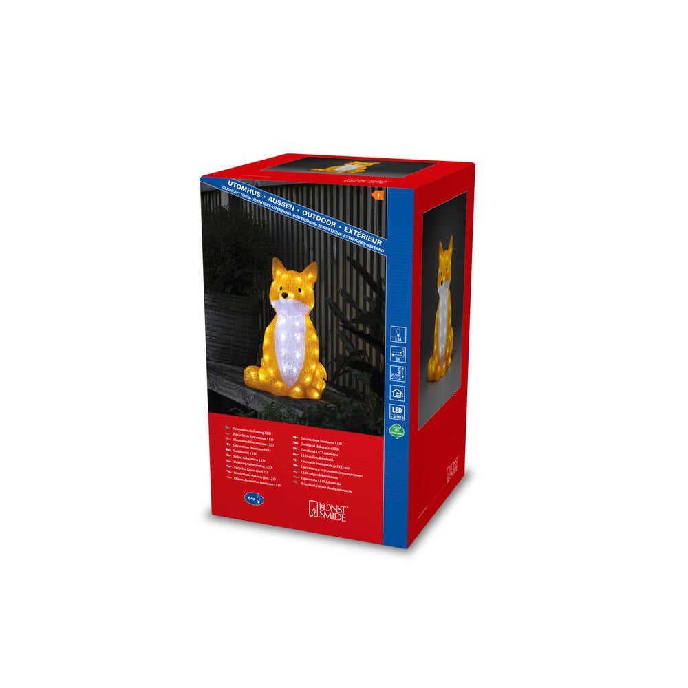 LED Acryl Fuchs sitzend, 40 cm