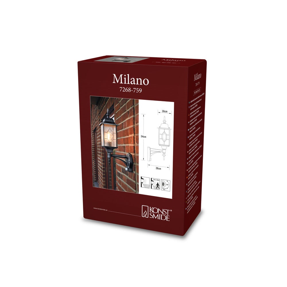 Milano vägglykta upp E27 PIR