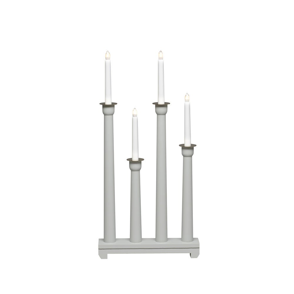 Candlestick wood 4 bulbs grey