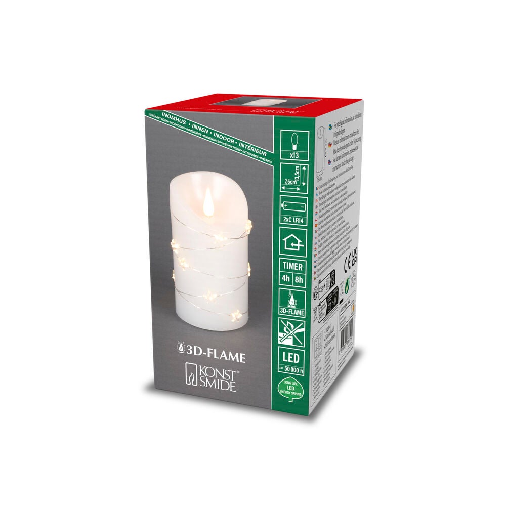 LED Wachskerze mit Sternen