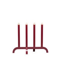 Elljusstake 4 ljus trä röd