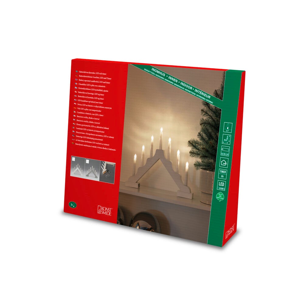 Elljusstake 7 lj LED trä B/O