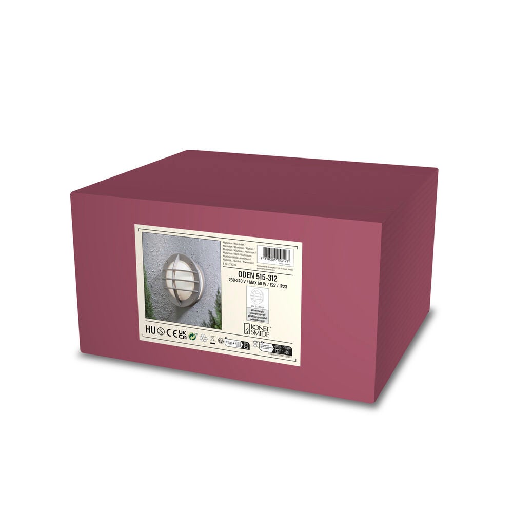 Oden vägglykta E27 grå