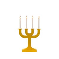 Elljusstake 4 ljus trä gul