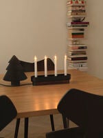 Elljusstake 4 ljus trä/plast