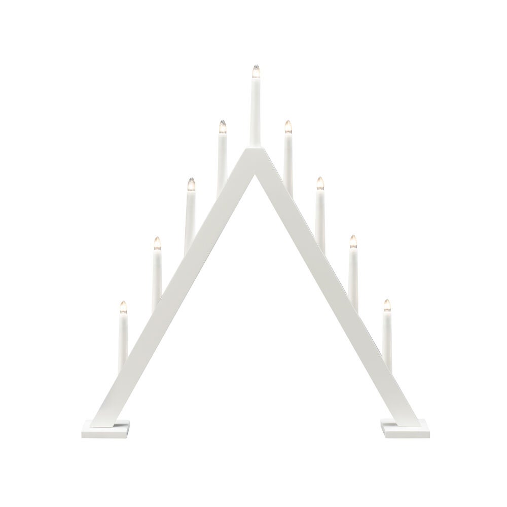 Elljusstake 9 ljus trä vit