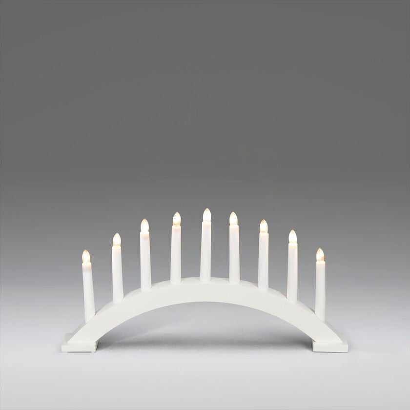 Elljusstake 9 ljus trä vit