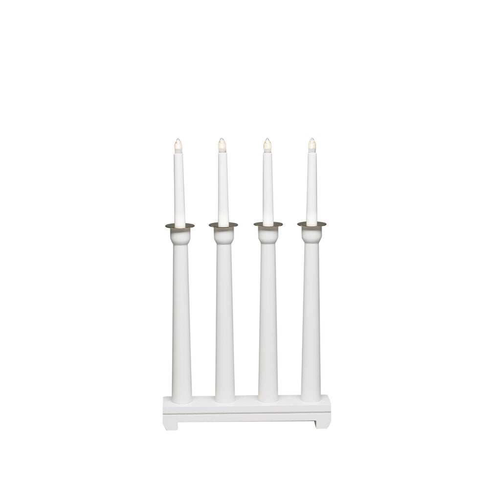 Candlestick wood 4 bulbs white
