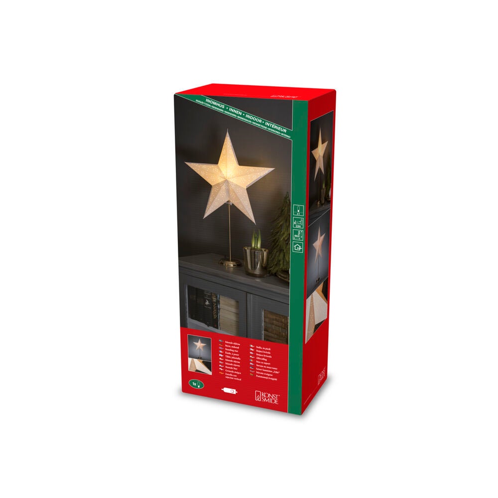 Pappersstjärna vit mässingsfot