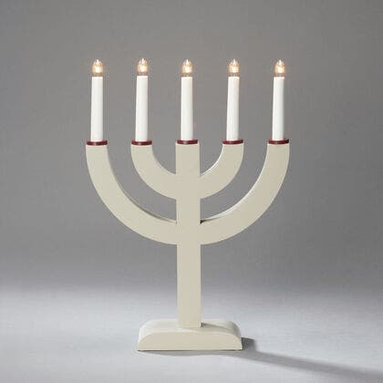 LED Holzleuchter beige, 5 Bir.