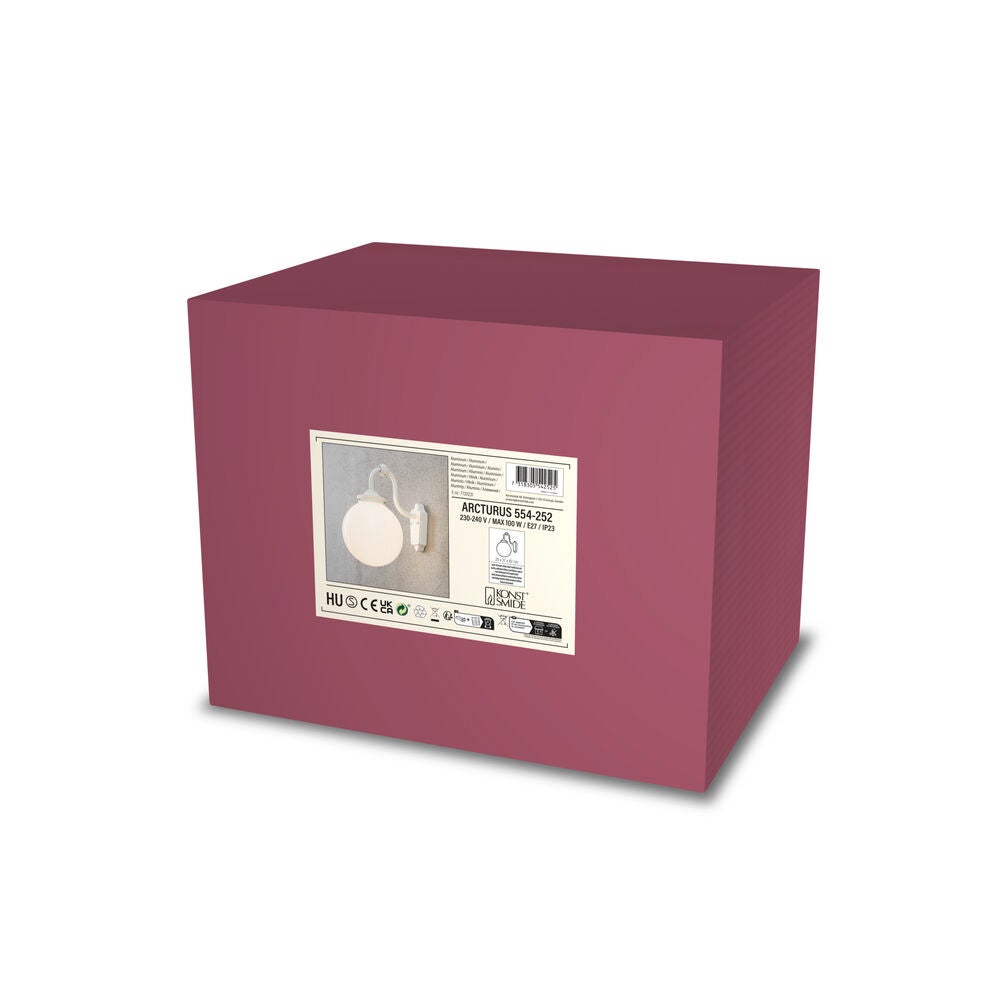 Arcturus vägglykta ned E27 vit