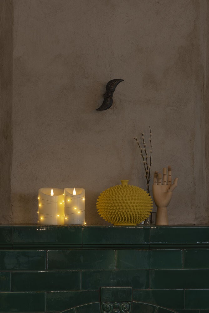 Vaxljus 7,5x13,5cm LED gr.vitt