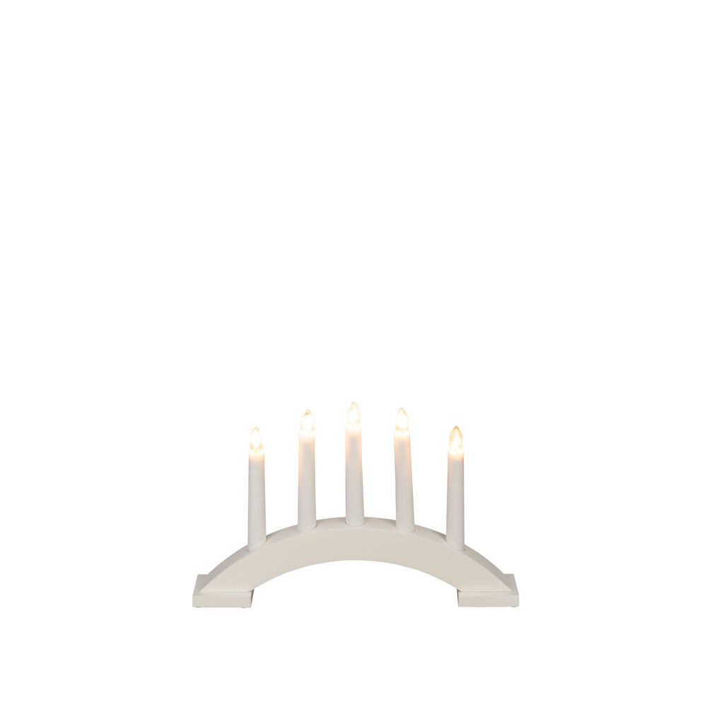 Elljusstake 5 ljus trä vit
