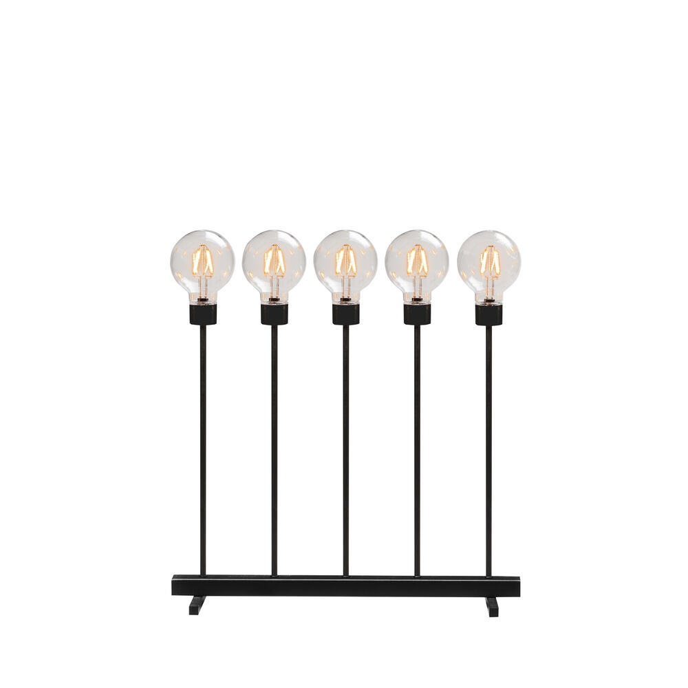 Elljusstake 5 ljus met. svart