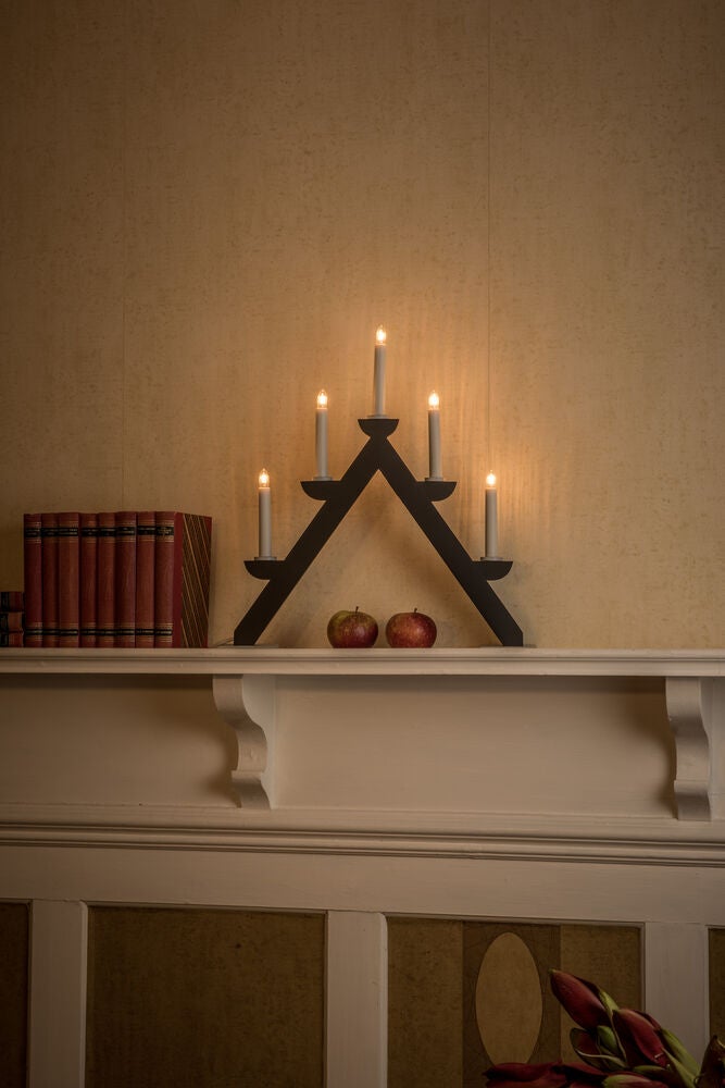 Candlestick wood 5bulbs, red