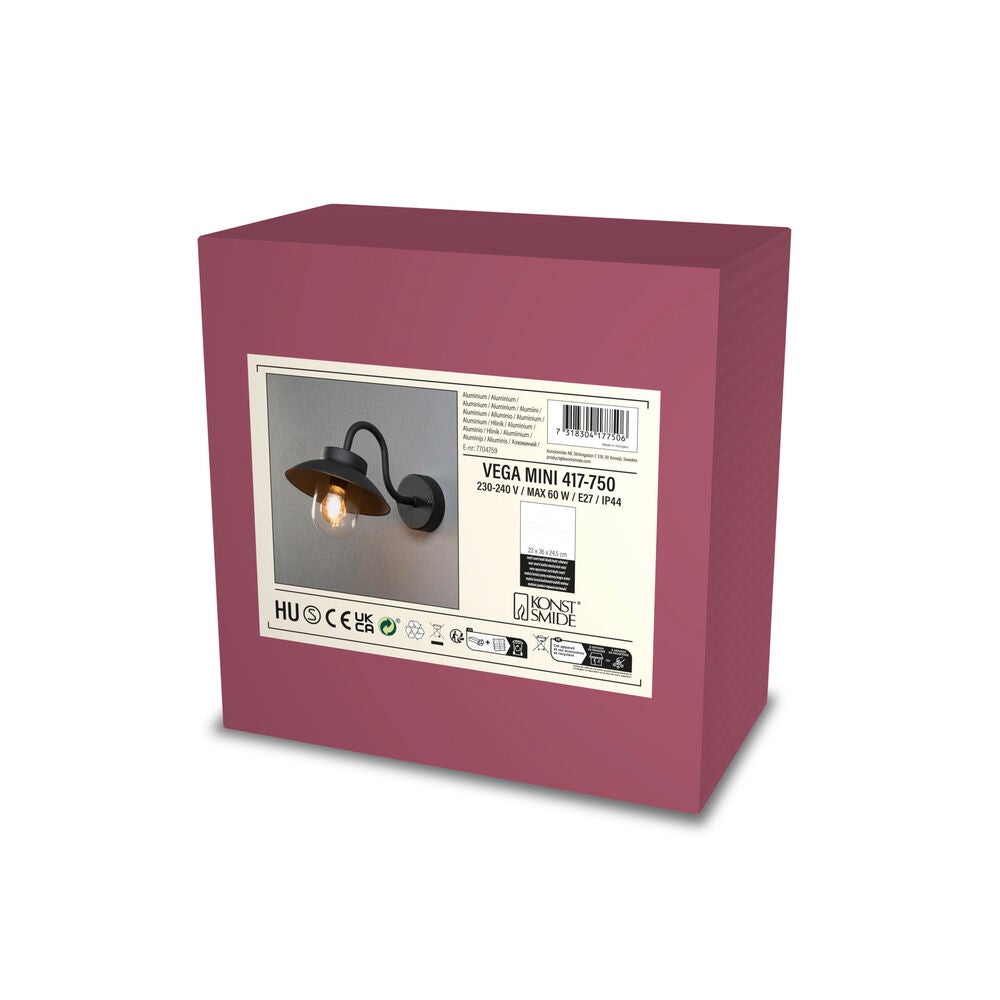 Vega Mini vägglykta svart E27