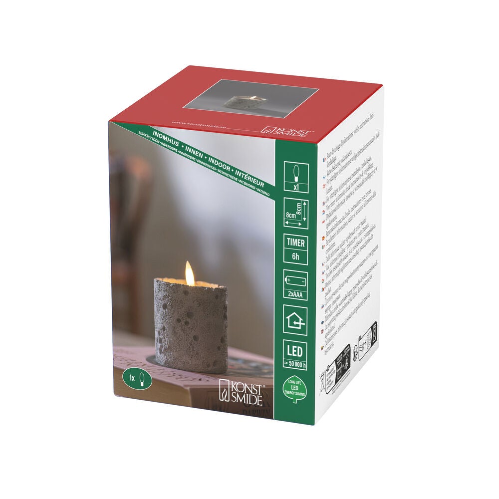 Batteriljus betong grå, 10 cm