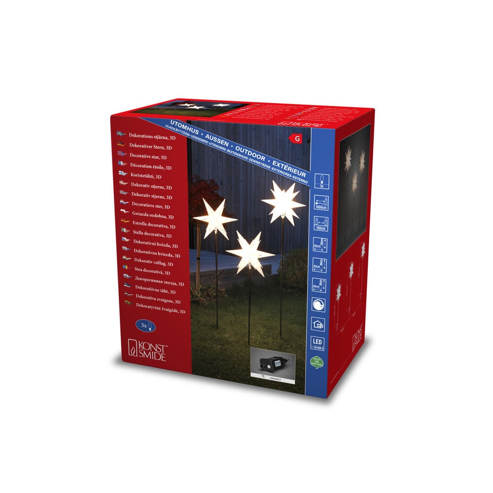 3-D Plastic star, 3pcs LED