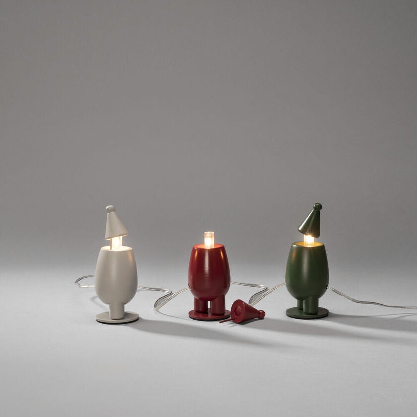 Elljusstake 3 ljus trä LED