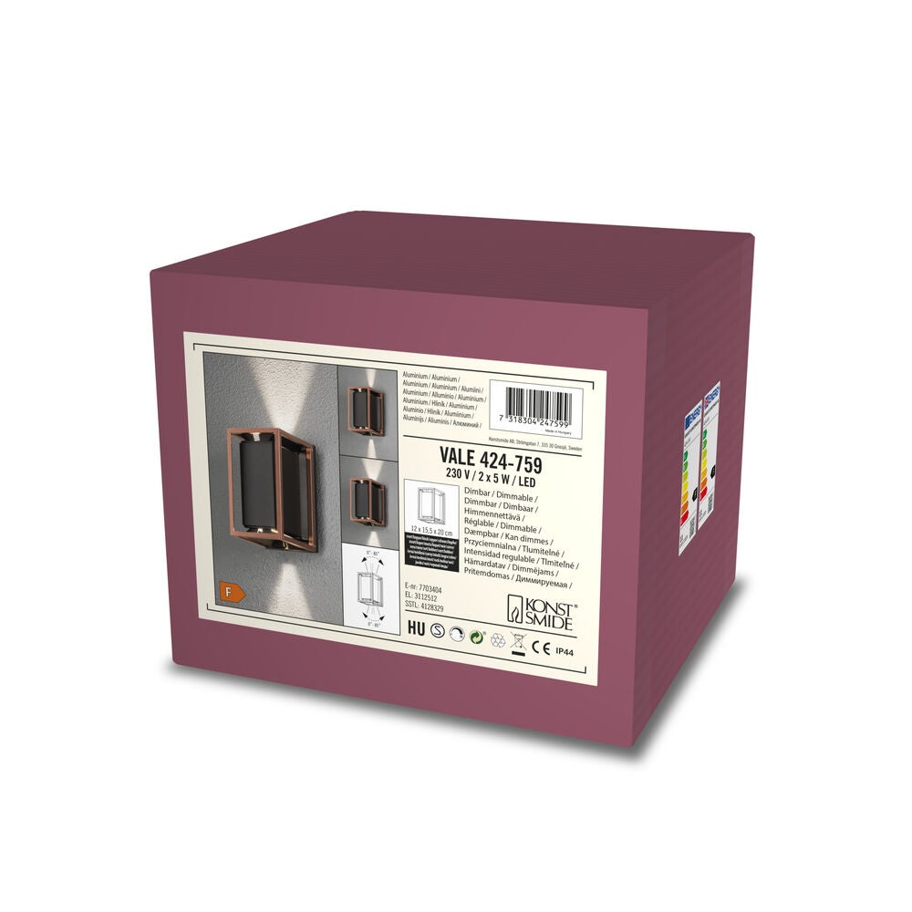 Vale wall 2x5W LED Black/co