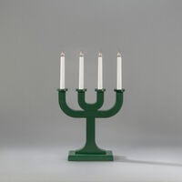 Elljusstake 4 ljus trä grön