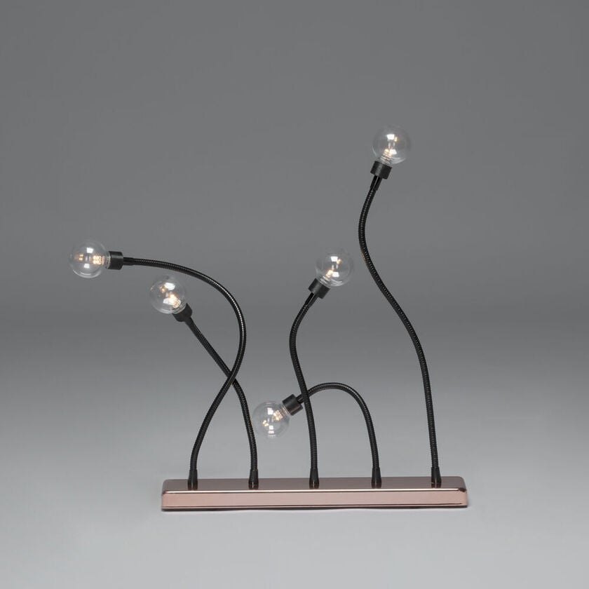 5 Bulb Metal C/Stick Blk/Copp