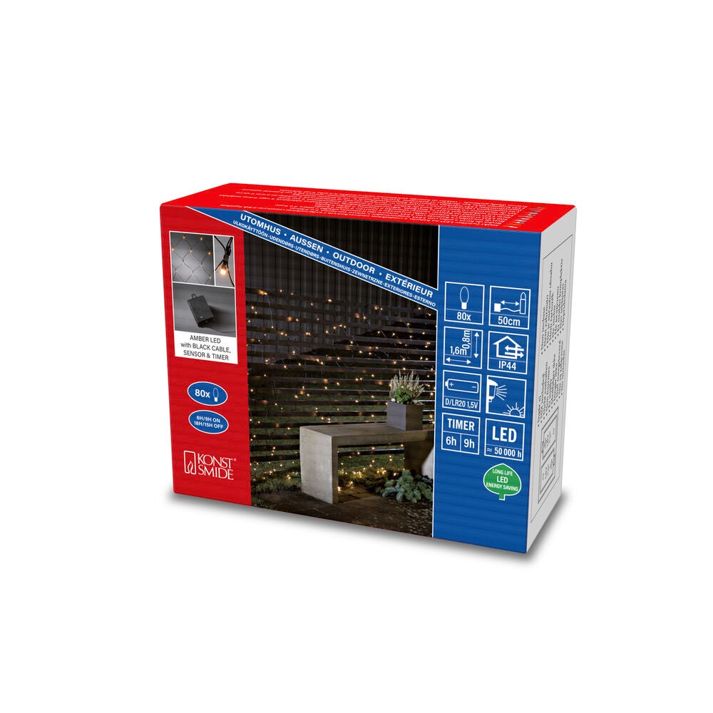 80 LED Net Light Amb Timer B/O