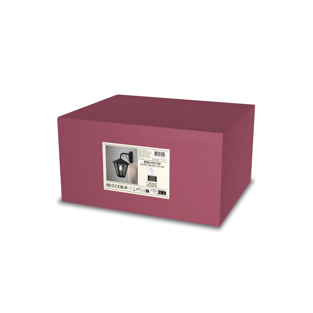 Benu vägglykta ned E27 svart