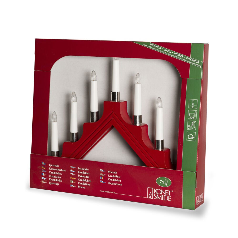 Candlestick wood red 7 bulbs