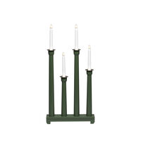 Candlestick wood 4 bulbs green