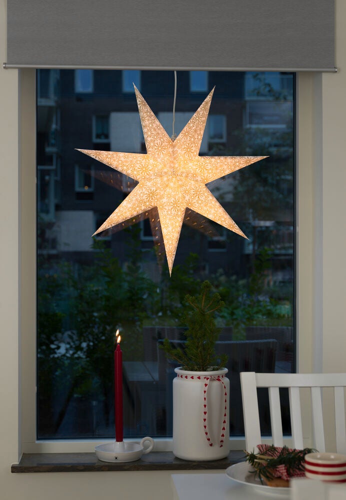 Pappersstjärna vit/guld 60cm
