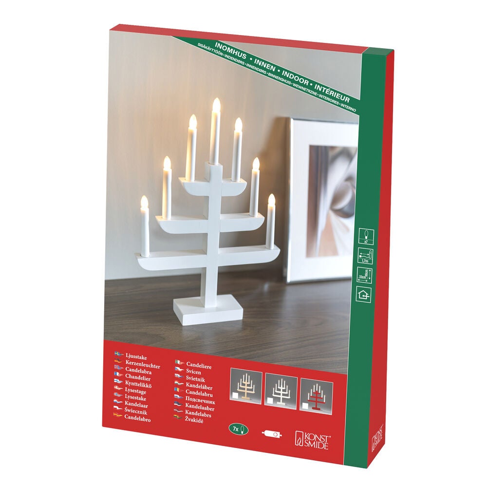 7 Bulb Candlestick Red