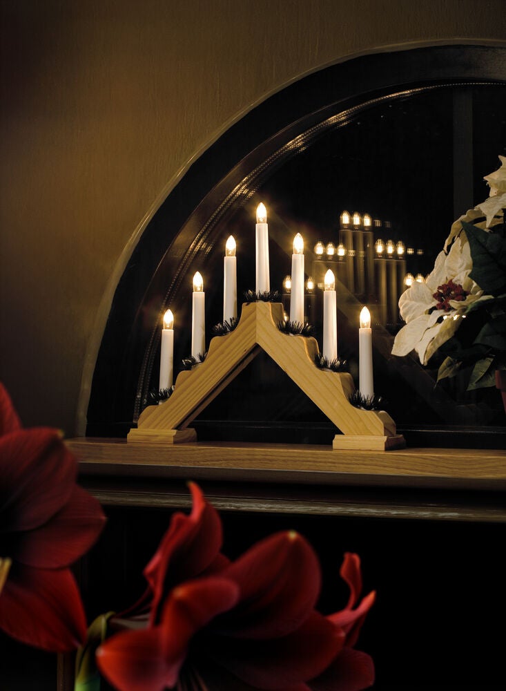 Candlestick wood Red LED